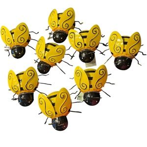 🐝 Bundle of (8) Yellow and Black Metal Bee Garden Decor 5.5” x 5.5” 🐝